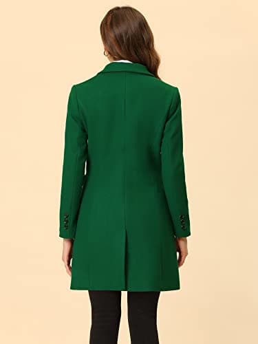 Allegra K Women's Elegant Notched Lapel Winter Trench Coat