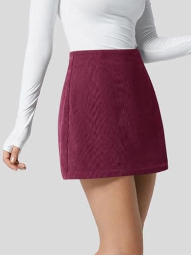 Wenrine Women's High Waist Mini Corduroy A-Line Skirt