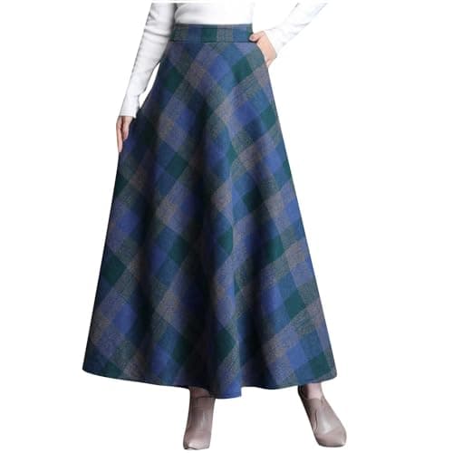 2024 Fall/Winter High Waist Wool Plaid Skirt for Women - Casual and Bodycon — 05 Blue