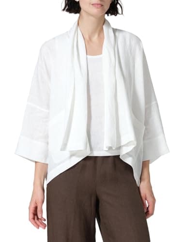 IDEALSANXUN Lightweight Linen Summer Cardigan Blazer Jackets for Women — White