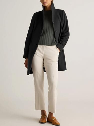 IDEALSANXUN Women's Trendy Wool Shawl Collar Pea Coat Outerwear