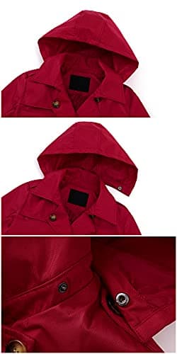 Chrisuno Women's Mid-Length Double Breasted Trench Coat with Hood