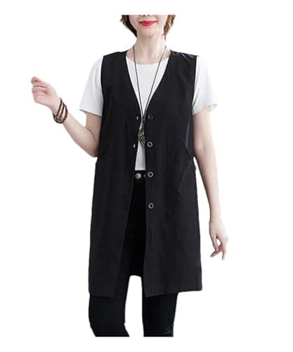 Women's Summer Solid Linen Waistcoat Basic Design Pocketsأست Listings