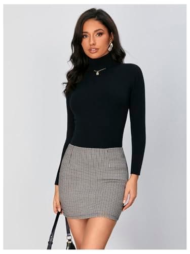 Floerns Women's Multicoloured Plaid High Waist Bodycon Mini Skirt