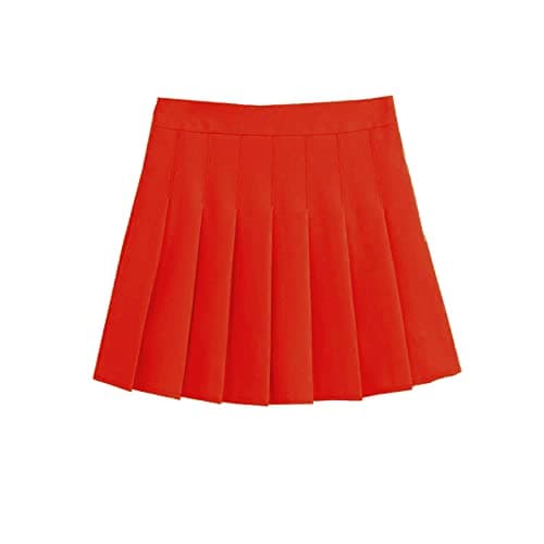 ZHANCHTONG Women's High Waist A-Line Pleated Mini Tennis Skirt — Orange