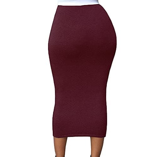 Lrady Women's High Waist Slim Maxi Pencil Skirts for Night Out Party — Wine Red