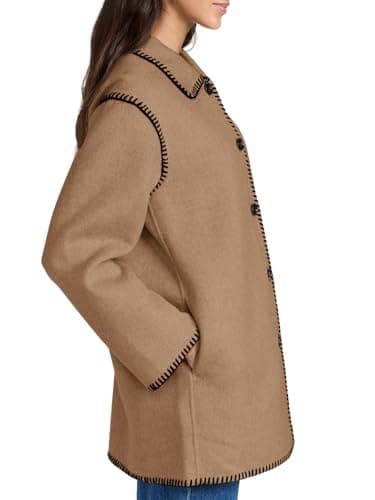 Yousify Women's Warm Wool Pea Coat Mid Length Casual Plus Size