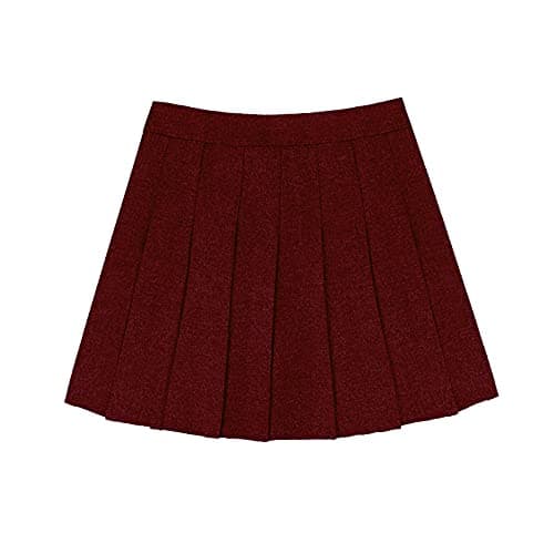 ZHANCHTONG Women's High Waist A-Line Pleated Mini Tennis Skirt — Dark Red