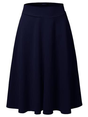 SSOULM Plus Size High Waist Flare Midi Skirt — Ssk004_navy