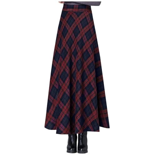 2024 Fall/Winter High Waist Wool Plaid Skirt for Women - Casual and Bodycon — 06 Red