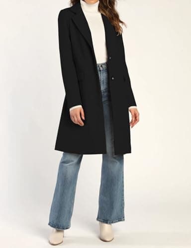 IDEALSANXUN Women's Wool Trench Coat Notch Lapel Long Blazer Winter