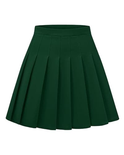 Shestellar Women's Comfortable High-Waist Pleated Mini Skirt — Green