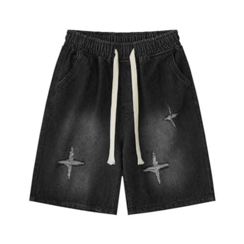 Hesaco Y2K Star Washable Jorts Jeans Mid-Thigh ShortsCasual Loose Fit — C-2