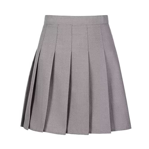 Yewsea High-Waisted Pleated Mini Skirt Skort for Women & Girls — Light Grey