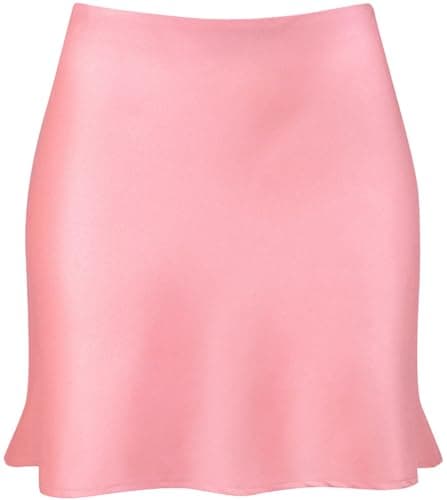 Women's Reaowazo Satin High Elastic Ruffle Waist Short Skirt — A-pink