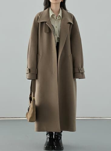 Chouyatou Women's Winter Hidden Single-breasted Wool Overcoat