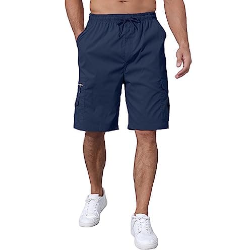 CTU Men's Elastic Waist Cargo Shorts with Multi-Pocket — Navyblue