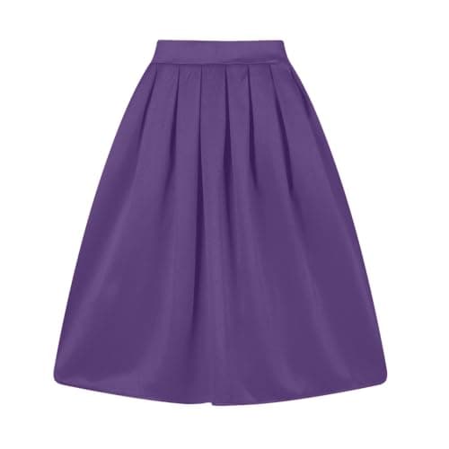 Taydey Vintage Pleated A-Line Skirts for Women — Purple