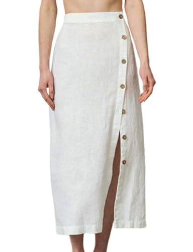 IDEALSANXUN High Waisted Flowy Midi Skirt for Women Spring Summer