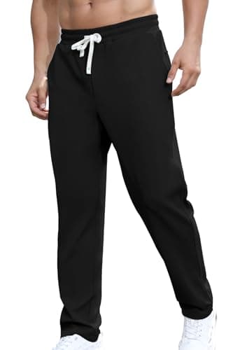 Aiyino Men's Casual Elastic Waist Jogger Pants with Pockets — Black