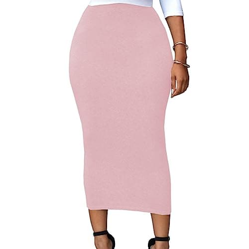 Lrady Women's High Waist Slim Maxi Pencil Skirts for Night Out Party — Pink