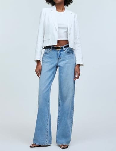 Womens Cotton Linen Cropped Blazer Suit