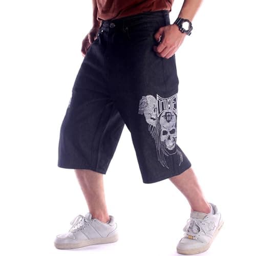 POOPMOOM Men's Casual Baggy Denim Jorts Jeans Skateboard Cargo Shorts