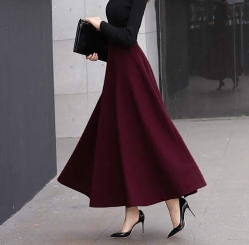 Vintage Wool Plaid Skirt for Women Fall Winter
