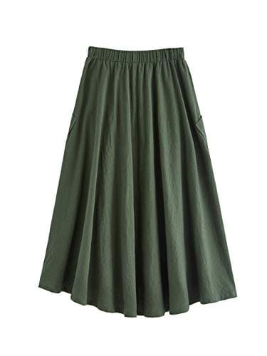 SweatyRocks Women's Casual High Waist Pleated Midi Skirt with Pocket
