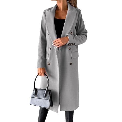 Beko Women's Slim Fit Windproof Trench Coat Wool Blend — X007-light Gray
