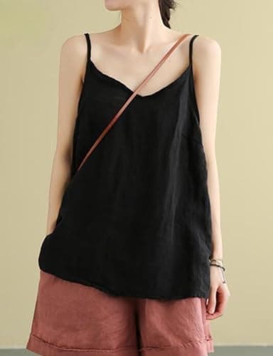 Linen Tank Tops for Women: Casual V Neck Summer Camisole
