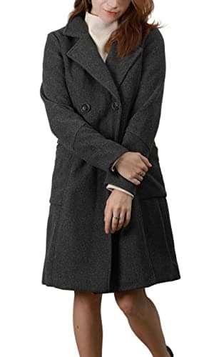 Chou Yakou Women's Mid-Long Double Breasted Wool Blend Pea Coat