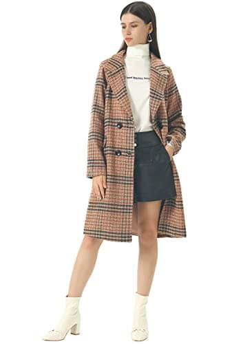 CHARTOU Women's Winter Oversize Woolen Plaid Peacoat Jacket