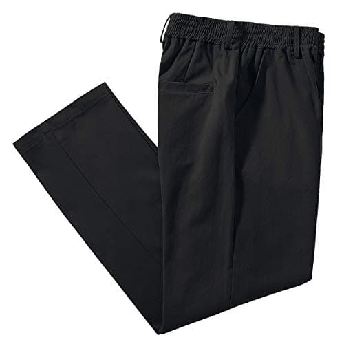 Men's Casual Twill Pants with Elastic Waist — Black
