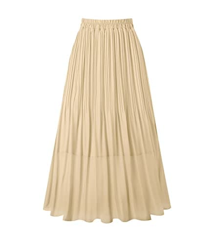 Chic Women's Chiffon Pleated A-Line Midi Skirt — Champagne