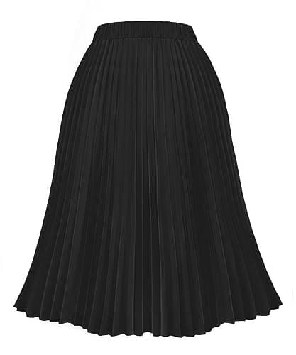 Carcos Plus Size High Waist Flowy A-Line Mini/Midi Skirt XL-5XL — A851-black