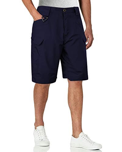 Alimen's Gentle Men's Outdoor Cargo Shorts Elastic Waist Multi-Pocket Tactical — Dark Blue