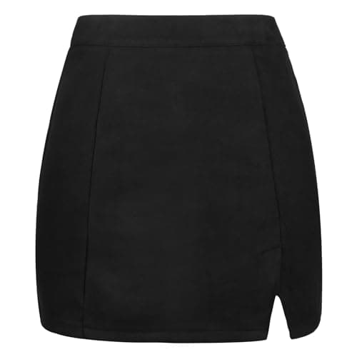 High Waist Plaid Mini Skirt for Women — Black