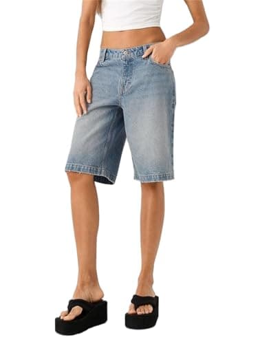 Alyweatry Y2K Loose Denim Bermuda Shorts for Women — 01 Light Blue