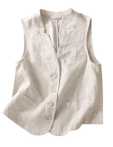 Lightweight Linen Vest for Women: Casual Sleeveless Blazer for Spring/Summer