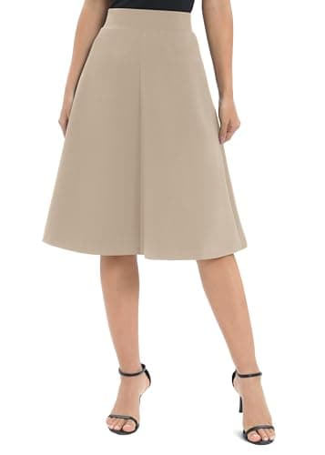 Urban CoCo Women's Elastic Flare Midi Skirt — Camel