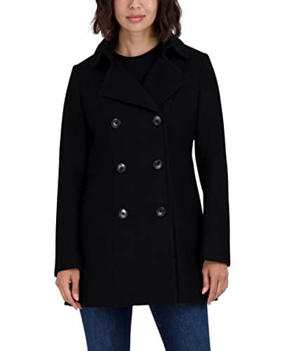 Nautica Women's Wool Blend Peacoat Winter Coat — Black