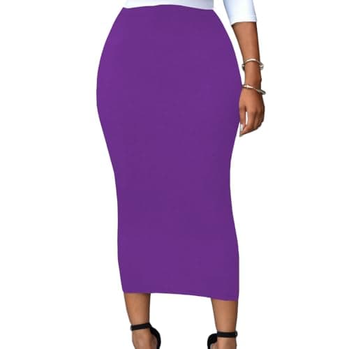 Lrady Women's High Waist Slim Maxi Pencil Skirts for Night Out Party — Purple