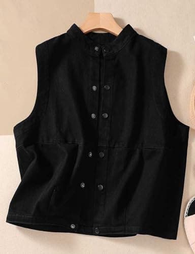 Cotton Vest for Women Casual Loose Fit Cardigan Jacket