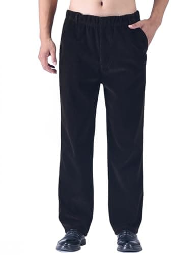 Classic-Fit Corduroy Pants for Men with Elastic Waist