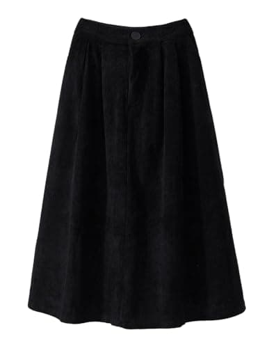 IDEALSANXUN High-Waisted Wool Midi Skirt for Women — Black