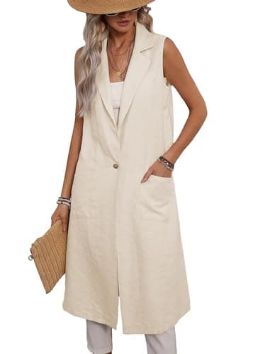 Mina Self 2025 Lightweight Summer Linen Blazer Jacket for Women Casual Work Outerwear with Pockets