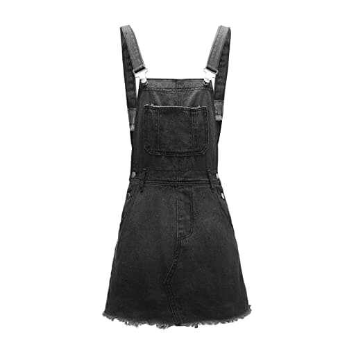 HXHYQKP Classic Denim Adjustable Strap Overall Dress with Suspender Skirt