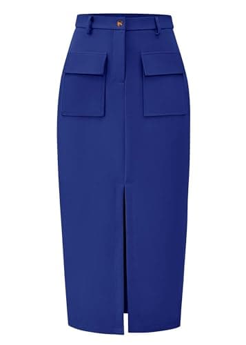 KIRUNDO Women's High-Wasted Cargo Midi Skirt — Royal Blue