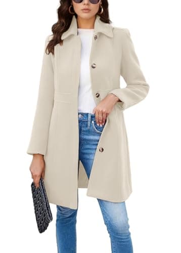Chouyatou Women's Wool Blend Trench Coat Winter Casual — Apricot